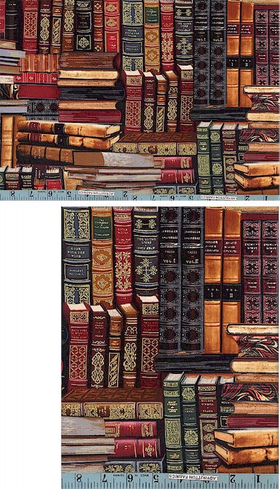 Library Books, Multi, Gold Accented, Timeless Treasures, Novelty Prints ...